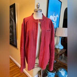 vintage red genuine leather motorcycle jacket